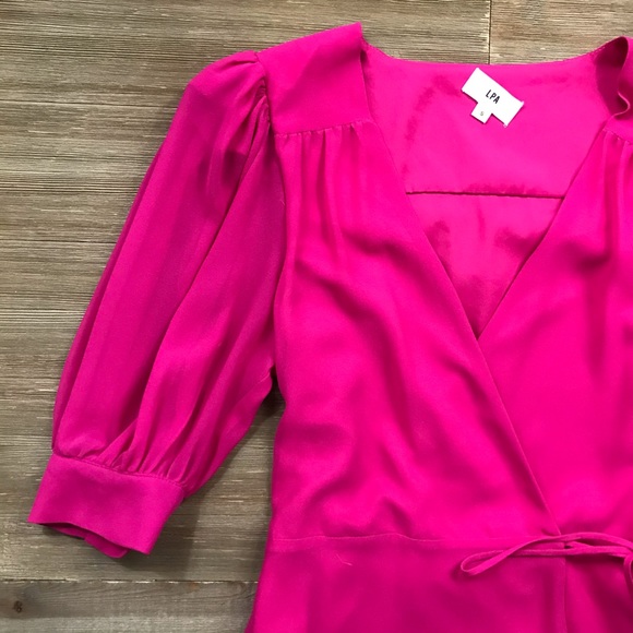 LPA Double Layer Wrap Dress in Fuchsia - Picture 6 of 8